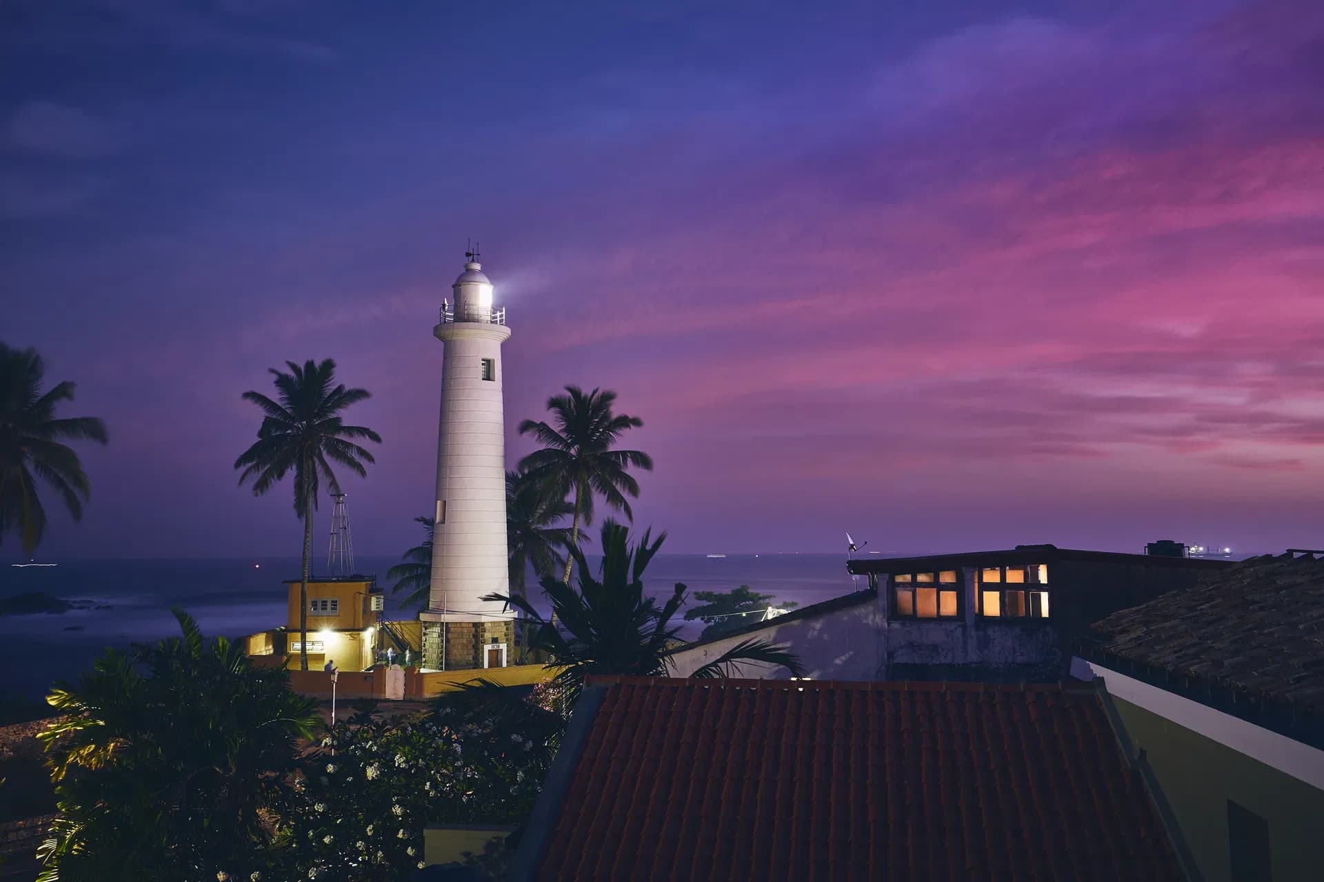 Galle Fort lighthouse in the old town of Sri Lanka